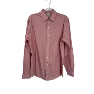 Brooks Brothers Classic Button Down Shirt 15 1/2-35 Red White Stripe Cotton